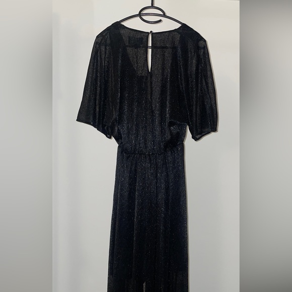 NWT The Kooples Long Black Dress with Wrap Draping in Lurex - Picture 8 of 9